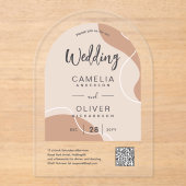 ACRYLIC WEDD Earth Tones Abstrakt QR Code UAWG Acryleinladungen (Vorderseite)