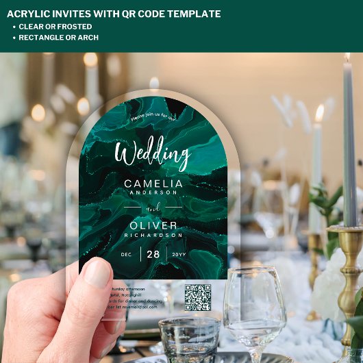 ACRYLIC WEDD Emerald Green QR Code UAWG-Website Acryleinladungen