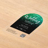 ACRYLIC WEDD Green Glitzer QR Code UAWG Website Acryleinladungen (Ablage )