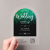 ACRYLIC WEDD Green Glitzer QR Code UAWG Website Acryleinladungen (Insitu (Handheld))