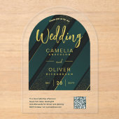 ACRYLIC WEDD Green Gold QR Code UAWG-Website Acryleinladungen (Vorderseite)