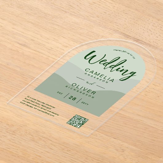 ACRYLIC WEDD Olive Green QR Code UAWG Website Acryleinladungen (Ablage )