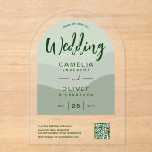 ACRYLIC WEDD Olive Green QR Code UAWG Website Acryleinladungen (Vorderseite)