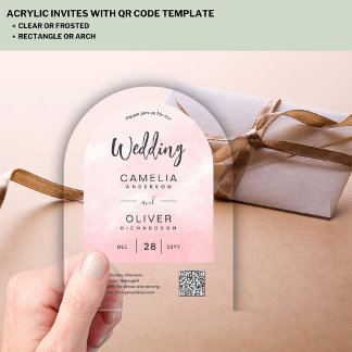ACRYLIC WEDD Pink Ombre Gray QR UAWG Acryleinladungen