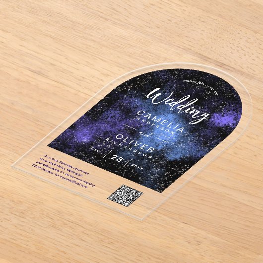ACRYLIC WEDD Starry Night Galaxy QR Code UAWG Acryleinladungen (Ablage )