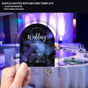 ACRYLIC WEDD Starry Night Galaxy QR Code UAWG Acryleinladungen