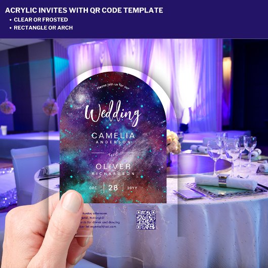 ACRYLIC WEDD Starry Night Galaxy QR Code UAWG Acryleinladungen