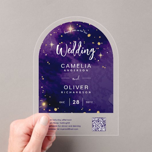 ACRYLIC WEDD Starry Night Sky QR Code UAWG Acryleinladungen (Insitu (Handheld))