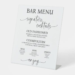 Acrylic Wedding Bar Menu Sign Sockelschild