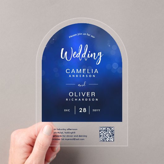 ACRYLIC WEDDING Deep Ombre Blue QR Code UAWG Acryleinladungen (Insitu (Handheld))