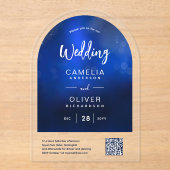 ACRYLIC WEDDING Deep Ombre Blue QR Code UAWG Acryleinladungen (Vorderseite)