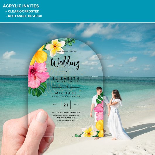 ACRYLIC Wedding Einladung Tropische Blume Luau Bea