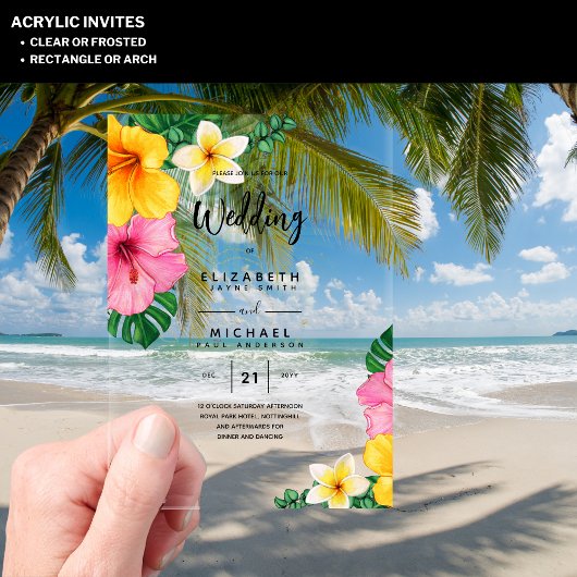 ACRYLIC Wedding Einladung Tropische Blume Luau Bea