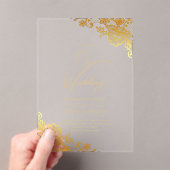 ACRYLIC Wedding Gold Spitzen Text elegant löschen Acryleinladungen (Insitu (Handheld))