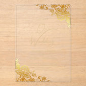 ACRYLIC Wedding Gold Spitzen Text elegant löschen Acryleinladungen (Vorderseite)