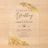 ACRYLIC Wedding Invites Gold Lace Elegantes Highli Acryleinladungen (Vorderseite)