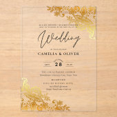 ACRYLIC Wedding Invites Gold Lace Elegantes Highli Acryleinladungen (Vorderseite)
