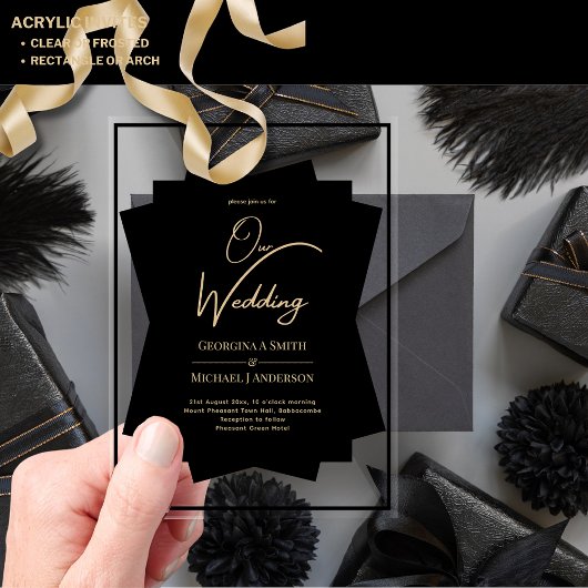 ACRYLIC Wedding lädt BLACK GOLD ein einzigartiges, Acryleinladungen