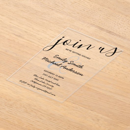 ACRYLIC Wedding lädt den BLACK TEXT Fett Initialen Acryleinladungen (Ablage )