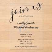 ACRYLIC Wedding lädt den BLACK TEXT Fett Initialen Acryleinladungen (Vorderseite)