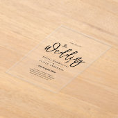 ACRYLIC Wedding lädt den BLACK TEXT Fett Initialen Acryleinladungen (Ablage )