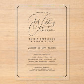 ACRYLIC Wedding lädt den BLACK TEXT Fett Initialen Acryleinladungen (Vorderseite)