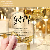 ACRYLIC Wedding lädt den BLACK TEXT Fett Initialen Acryleinladungen