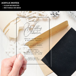 ACRYLIC Wedding lädt den BLACK TEXT Fett Initialen Acryleinladungen