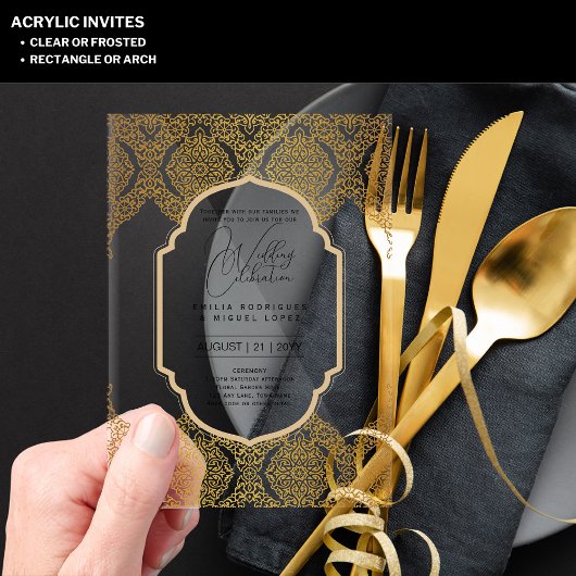 ACRYLIC Wedding lädt den BLACK TEXT Fett Initialen Acryleinladungen