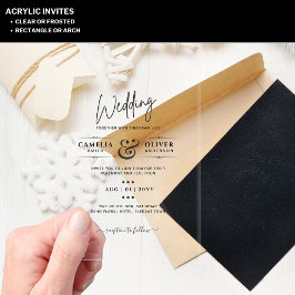 ACRYLIC Wedding lädt den BLACK TEXT Fett Initialen Acryleinladungen