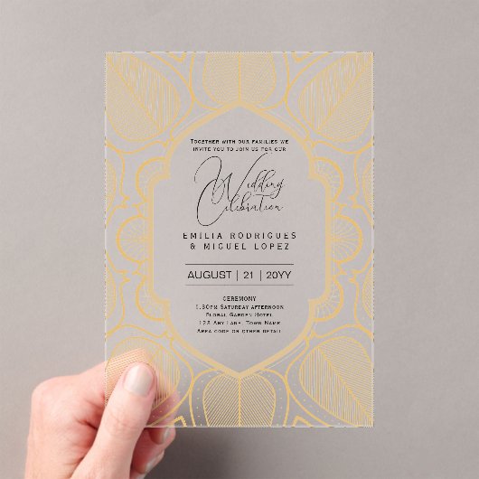 ACRYLIC Wedding lädt den BLACK TEXT Fett Initialen Acryleinladungen (Insitu (Handheld))