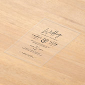 ACRYLIC Wedding lädt den BLACK TEXT Fett Initialen Acryleinladungen (Ablage )