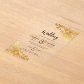 ACRYLIC Wedding lädt ein Elegantes Gold Lace Acryleinladungen (Ablage )