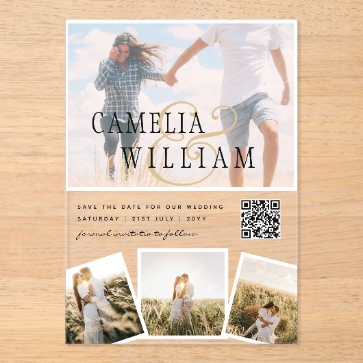 ACRYLIC Wedding lädt FOTO Qr Code UAWG Acryleinladungen (Vorderseite)