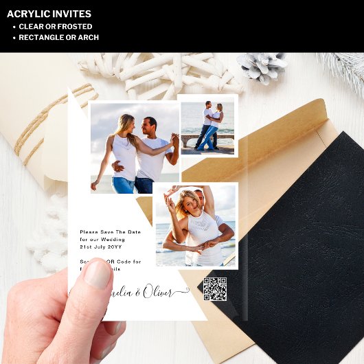 ACRYLIC Wedding lädt FOTO Qr Code UAWG Acryleinladungen
