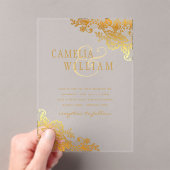 ACRYLIC Wedding lädt Gold Lace Clear Modern ein Acryleinladungen (Insitu (Handheld))