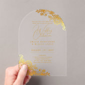 ACRYLIC Wedding lädt Gold Lace Text Elegant ein Acryleinladungen (Insitu (Handheld))