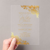ACRYLIC Wedding lädt Gold Lace Text Elegant ein Acryleinladungen (Insitu (Handheld))