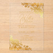 ACRYLIC Wedding lädt Gold Lace Text Elegant ein Acryleinladungen (Vorderseite)