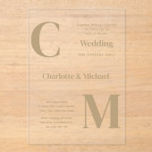 ACRYLIC Wedding lädt GOLD TEXT Minimal kühl ein Acryleinladungen (Vorderseite)