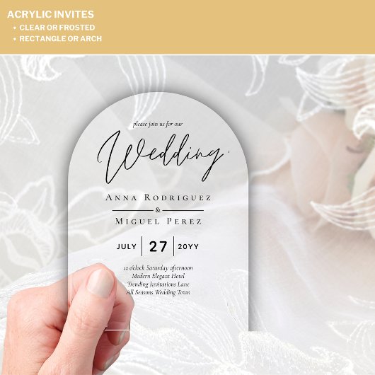 ACRYLIC Wedding lädt Minimalistische moderne Clear Acryleinladungen
