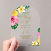 ACRYLIC Wedding lädt Tropical Gold Leaf Beach ein Acryleinladungen (Insitu (Handheld))