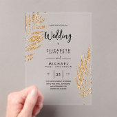ACRYLIC Wedding lädt Tropical Gold Leaf Beach ein Acryleinladungen (Insitu (Handheld))