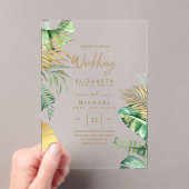 ACRYLIC Wedding lädt Tropical Gold Leaf Beach ein Acryleinladungen (Insitu (Handheld))
