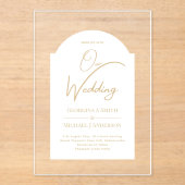 ACRYLIC Wedding lädt WHITE GOLD einzigartig Modern Acryleinladungen (Vorderseite)