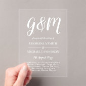 ACRYLIC Wedding lädt WHITE TEXT Fett Initialen ein Acryleinladungen (Insitu (Handheld))