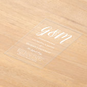 ACRYLIC Wedding lädt WHITE TEXT Fett Initialen ein Acryleinladungen (Ablage )