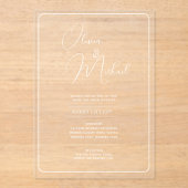 ACRYLIC Wedding lädt WHITE TEXT Fett Initialen ein Acryleinladungen (Vorderseite)