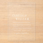 ACRYLIC Wedding lädt WHITE TEXT Fett Initialen ein Acryleinladungen (Vorderseite)