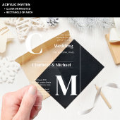 ACRYLIC Wedding lädt WHITE TEXT Fett Initialen ein Acryleinladungen